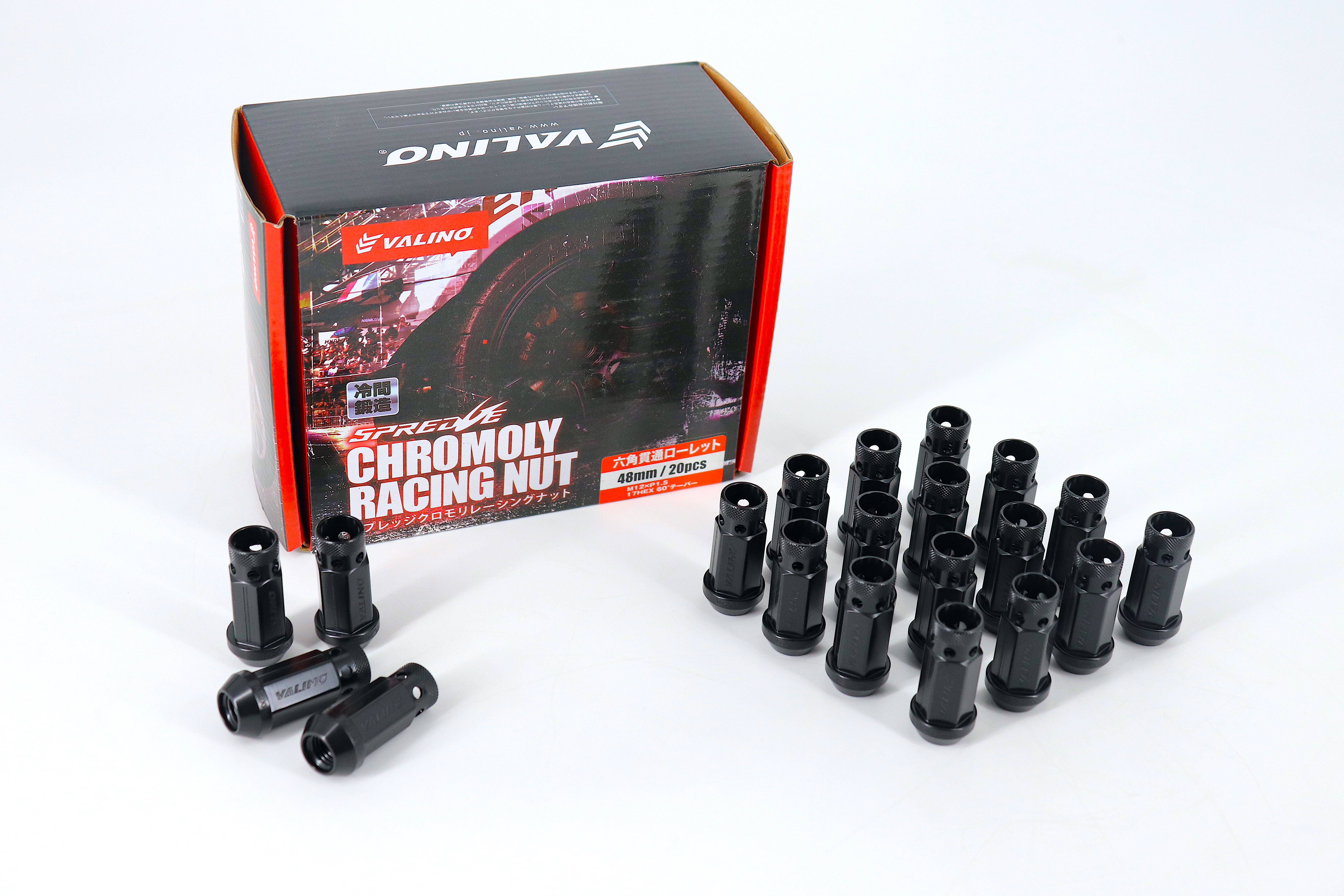 新登場！クロモリレーシングナット ローレット加工【貫通】48ｍｍ/68ｍｍ　M12×P1.5/1.25　20本セット